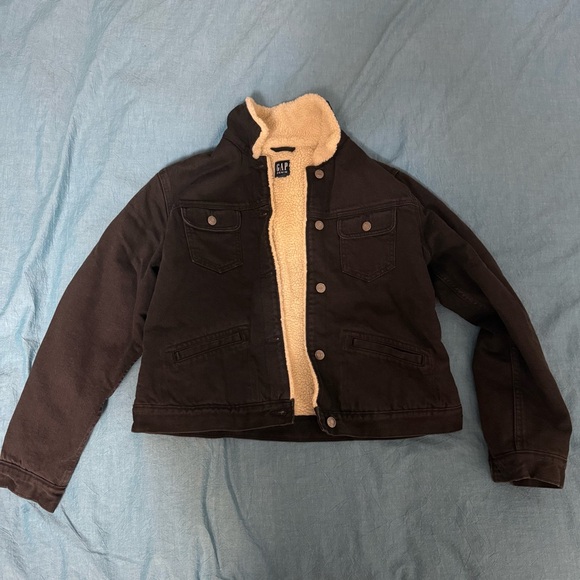 GAP Black Denim Sherpa lined Jacket - Picture 3 of 9